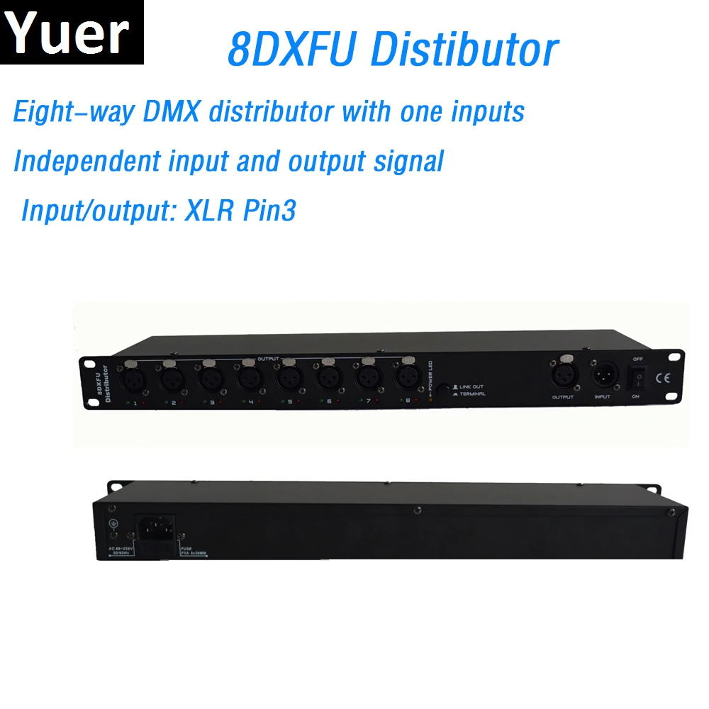 1Pcs/Lot Professional Stage Light Controller DMX Splitter Light Signal Amplifier Splitter 8 Way DMX Distributor AC88-265V