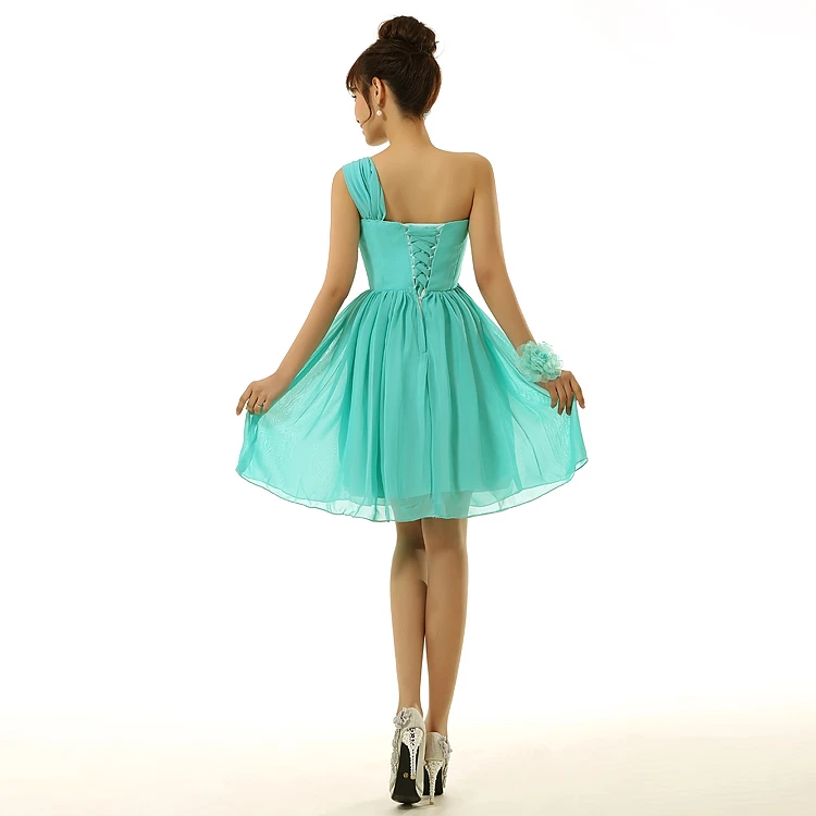 Бирюзовые зеленые короткие платья для подружек невесты смешанные скромные