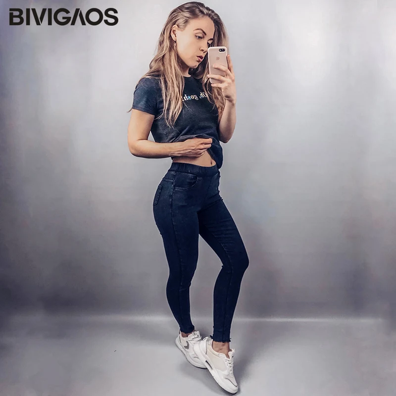 BIVIGAOS новый Мода и досуг весенние Вышивка голени джинсовые вышитыми буквами