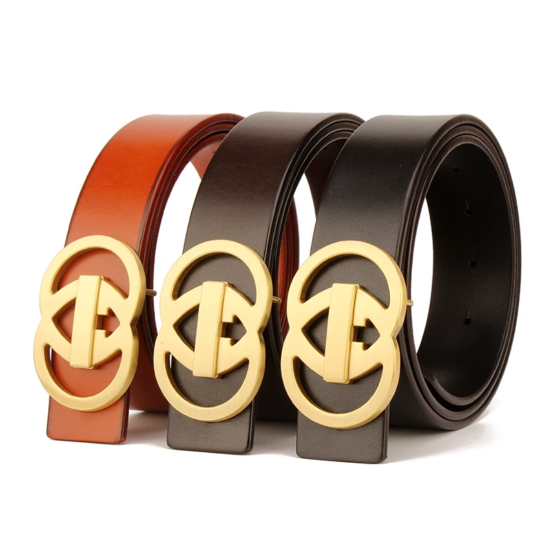 Ремень SLIGOLEEE мужской из натуральной кожи роскошный брендовый винтажный пояс с