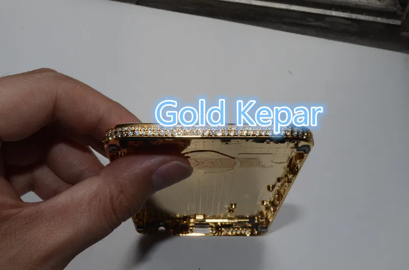 Для iPhone 6 4,7 дюйма 24 K золотой корпус с полным кристаллом для бесплатной доставки