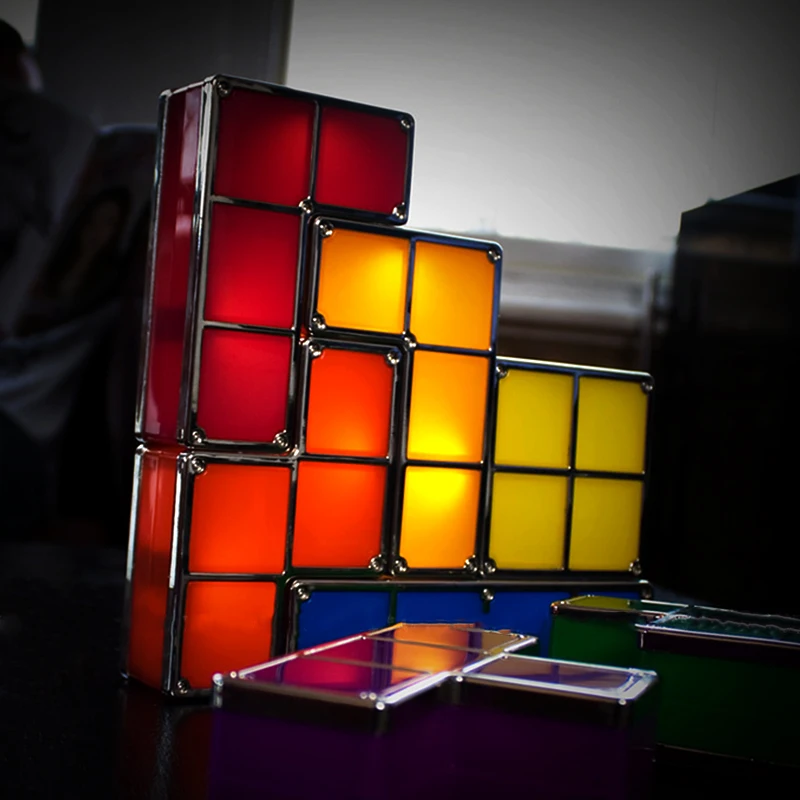 DIY Tetris Puzzle Light конструктор блок Штабелируемый светодиодный ночник настольная