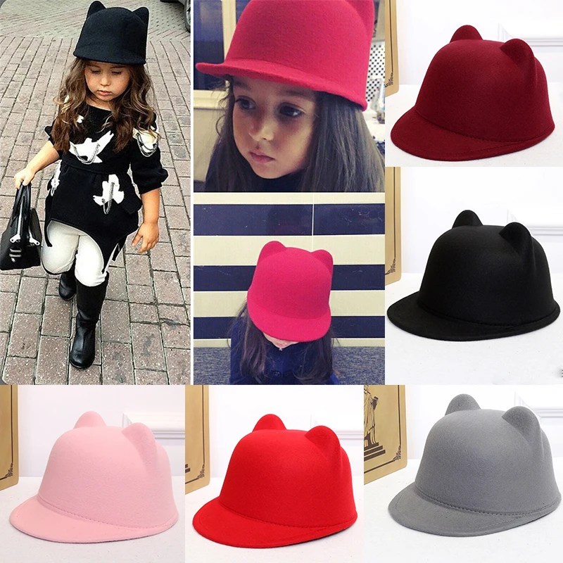 REAKIDS г. Новая детская джазовая шляпа Кепка модная винтажная Ретро Шляпа Fedora детское ведро с ушками летняя пляжная кепка