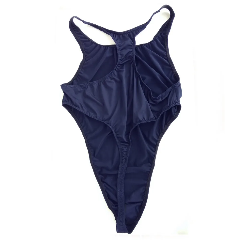 

Mens Thong Bodysuit Stretchy High Cut Racer Back Jersey Spandex
