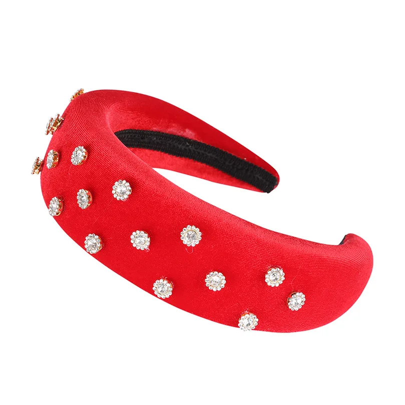 C AWAYTR New Retro Velvet Sponge Rhinestone Hairband For Women Padded Headband Girls Hair Accessories Hair Jewelry Free Shipping - Цвет: C