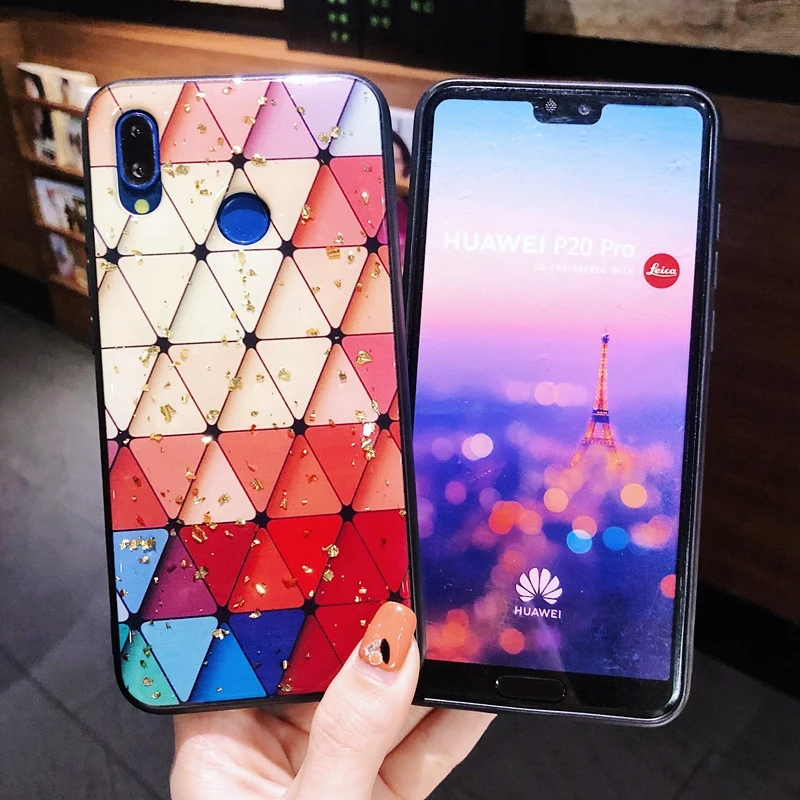 TRISEOLY Золотой фольгированный цветной треугольный ТПУ чехол для телефона Huawei Honor 8X