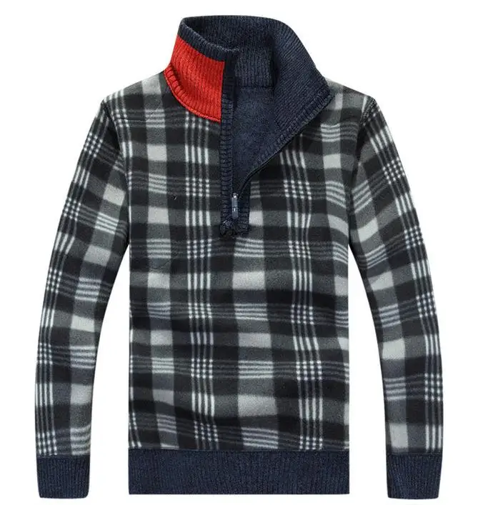 Теплый толстый бархатный кашемировый зимний мужской свитер Пуловеры на молнии