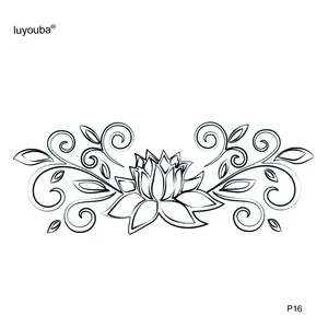 Временная тату-наклейка Lotus Crown, водостойкая Временная тату-тату с цветами, временная тату
