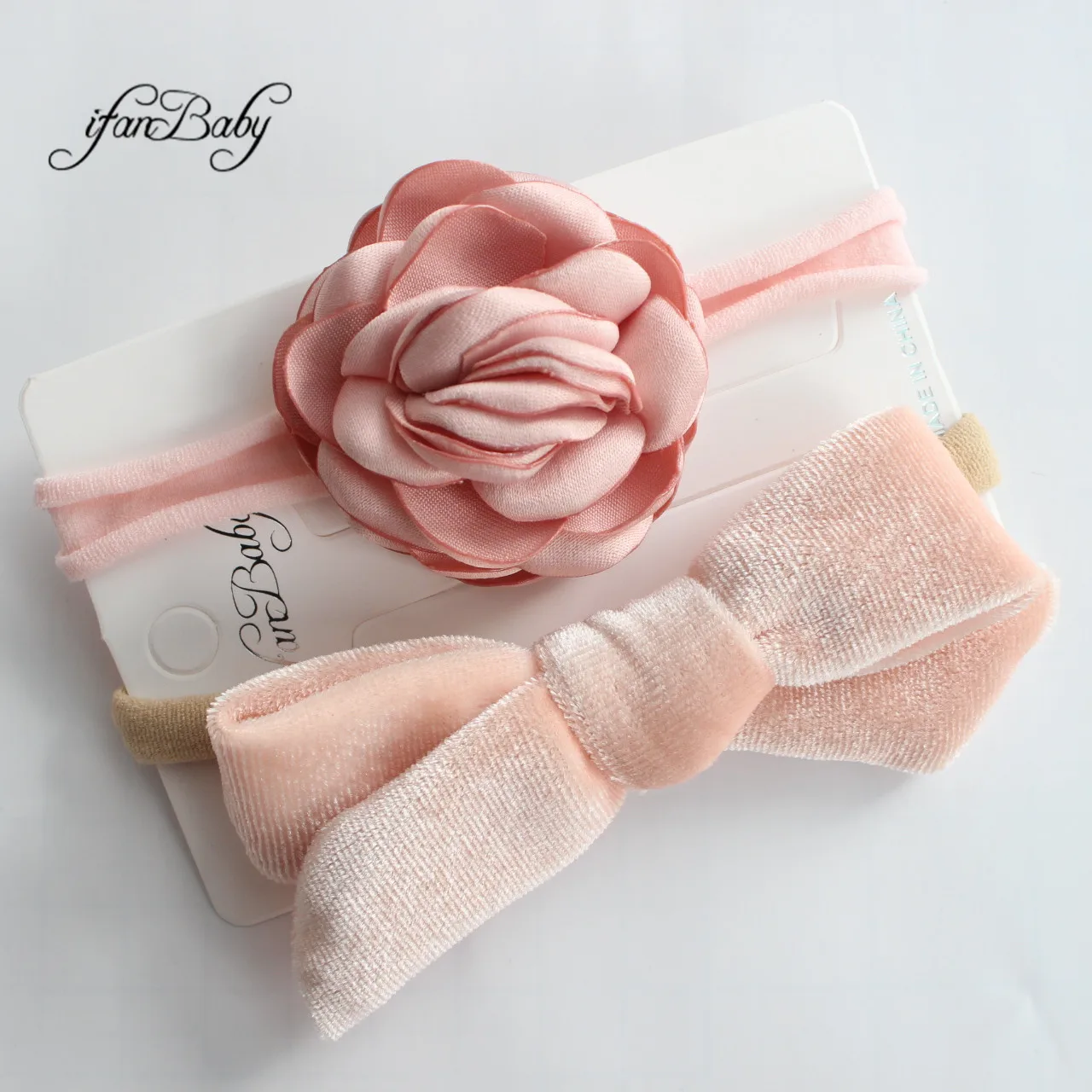 2019 для новорожденных Детский ободок с цветами и бантом из плотного бархата сжечь