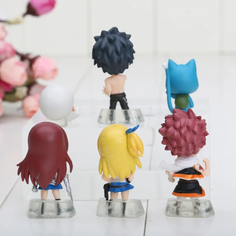 6 шт./компл. аниме Fairy Tail ПВХ фигурка модель Natsu Happy Люси серого цвета с изображением принцессы Эльзы Детское игрушки Фигурки