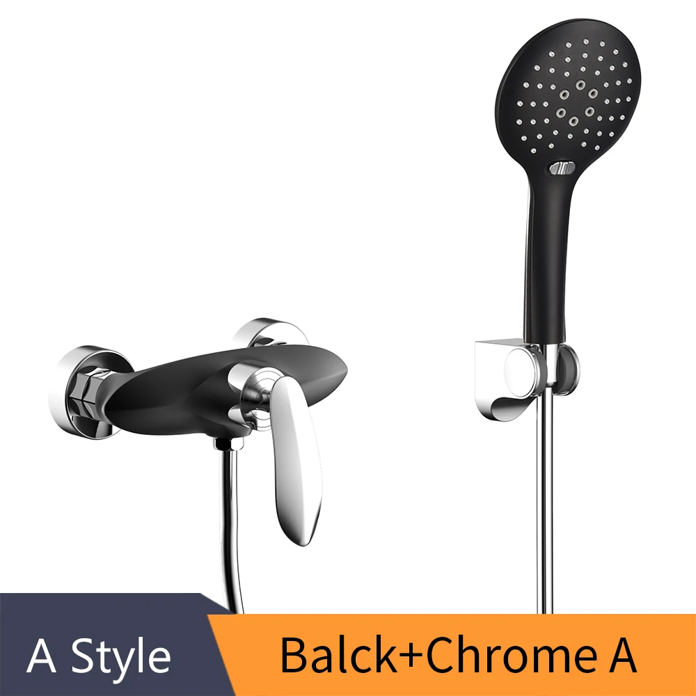 Black and Chrome A Смесители для ванны, хромированный набор для ванны, белый набор для душа, смеситель для ванны, двойной душ, настенный для ванной комнаты, 877842K - Цвет: Black and Chrome A
