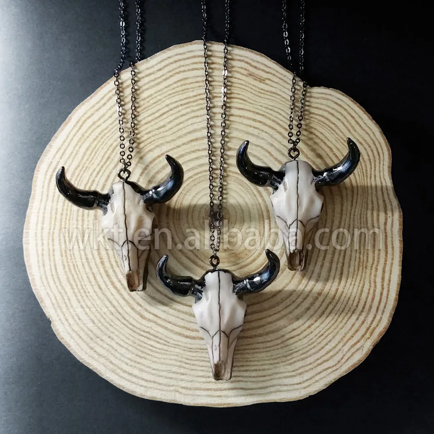 _ Оптовая продажа новейшая Черная Цепь буйвол Женское Ожерелье из смолы рог с
