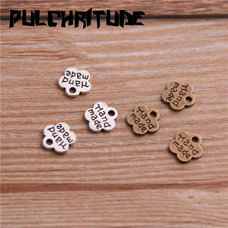 

100PCS 8*8mm Metal Alloy Two Color Double Letter Florets Charms Pendants for Jewelry Making DIY Handmade Craft