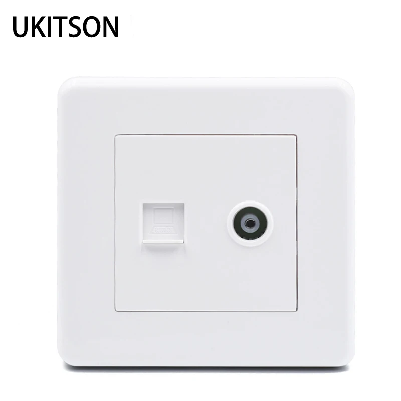 RJ45 компьютерная настенная пластина с коаксиальным кабелем ТВ розетка белого цвета Лицевая панель