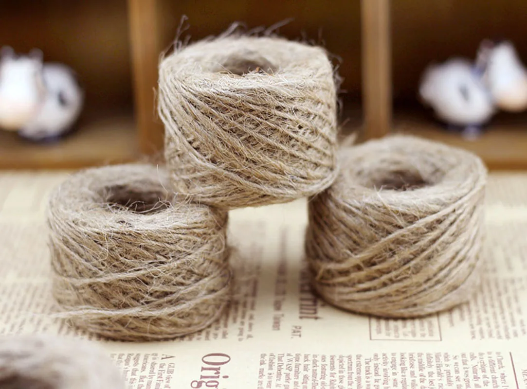 Ручной работы 50 м пеньковая веревка джутовый шпагат мешочная нить праздничный