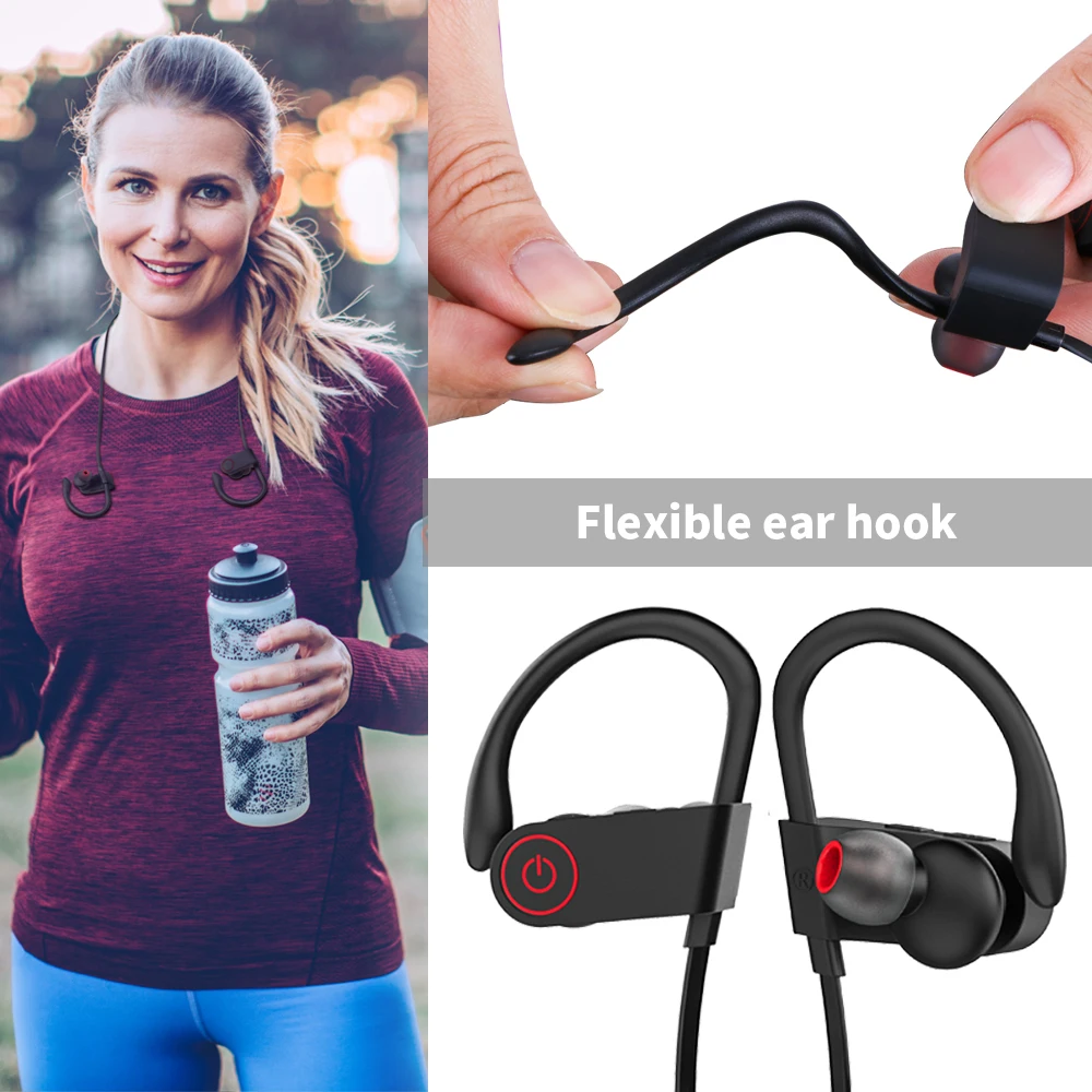 Спортивные Беспроводные Наушники Bluetooth наушники с крючком черного цвета