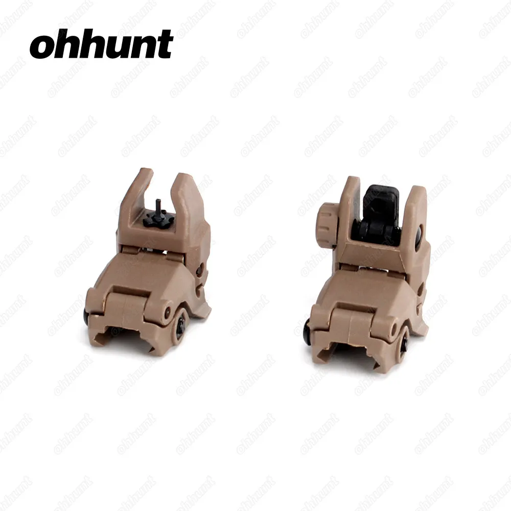 Tan Ohhunt модель 4 AR 15 Тактический откидной передний задний прицел набор Регулировка ветра полимерные прицелы 20 мм рельсы для винтовки рукавицы - Цвет: Tan