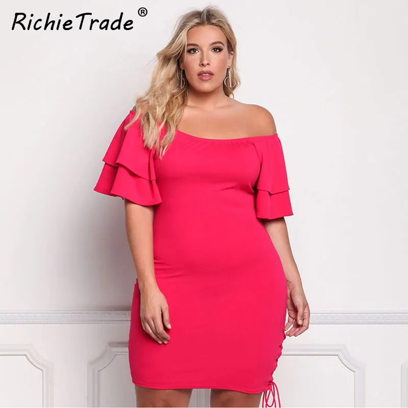 RICHIETRADE однотонное летнее платье с вырезом лодочкой мини открытыми плечами