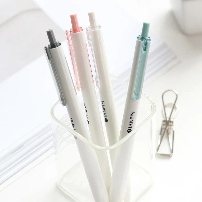 

6 pcs Pure white crystal gel pens 0.5mm roller ball pen for signature writing black Stationery Office school supplies FB496