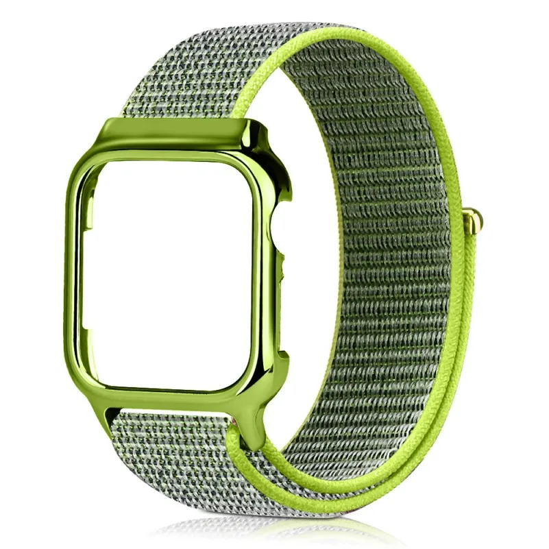 Green 1 40 мм, 44 мм, ремешок с рамкой для Apple Watch, серия 4, новинка, нейлоновая Спортивная петля, магнитная застежка, Iwatch, браслет, защитный чехол, крышка - Цвет ремешка: Green 1