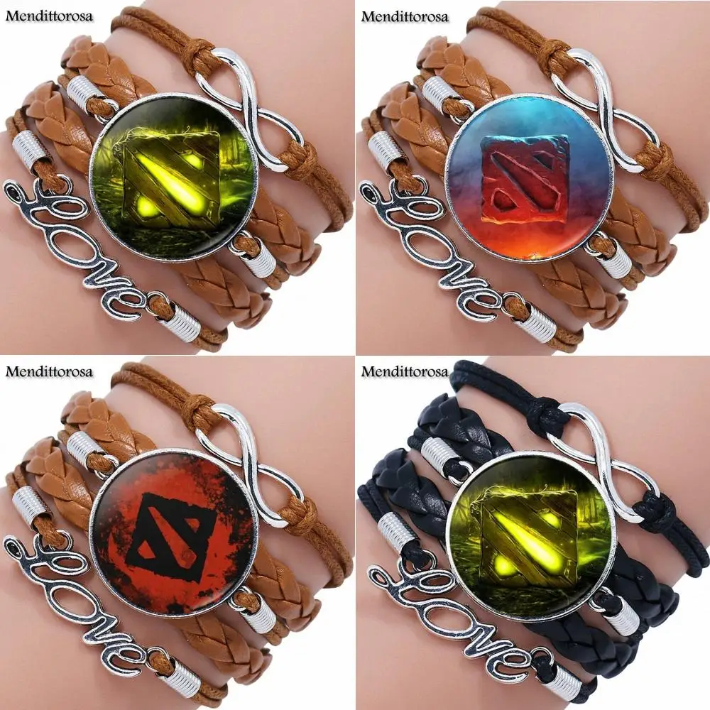 Многослойный черный/коричневый кожаный браслет Dota 2 ювелирные изделия для