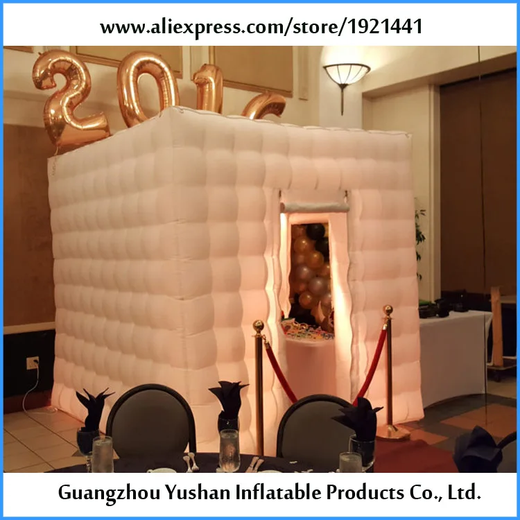 Beste Print Uw Logo 7.8ft Cube LED Strip Opblaasbare Spray Photo Booth Kiosk