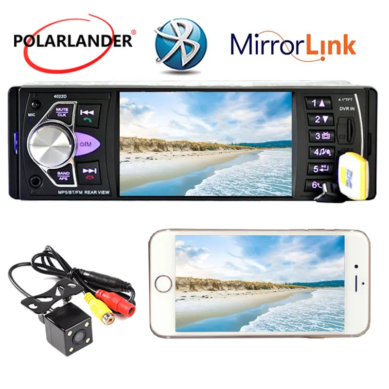 Mirror link Bluetooth 4.1 Inch Full Viewing Angle Music Player Car Portable Radio Video Autoradio MP5 auto tapes | Автомобили и