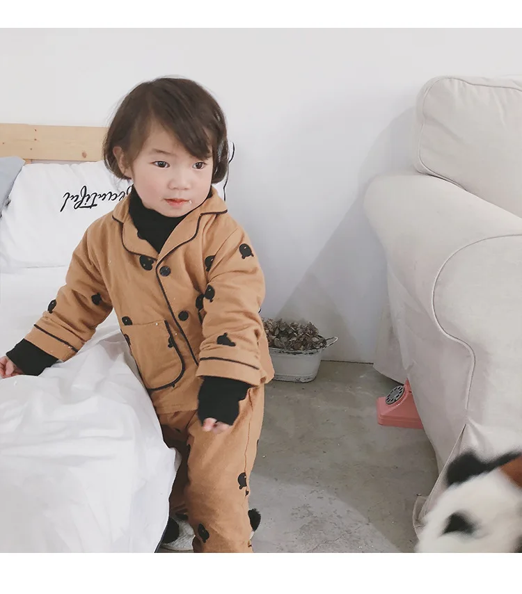 Зимние Детские комплекты теплой одежды из мягкого флиса с милым рисунком