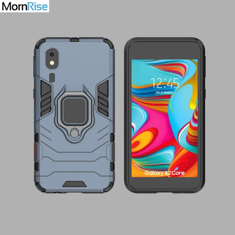 New Dual Layer Phone Cover For Samsung A2 CORE Case Tough Hybrid Armor Metal Finger Ring Stand Car Holder Magnetic Suction | Мобильные