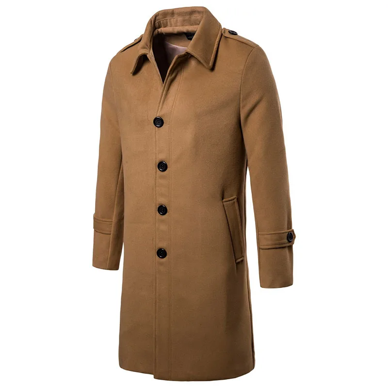 Новые мужские шерсть с длинным smart casual куртка плащ Мужской Длинные рукава толстые отложным Тонкий ветровка пальто плюс размер XXL