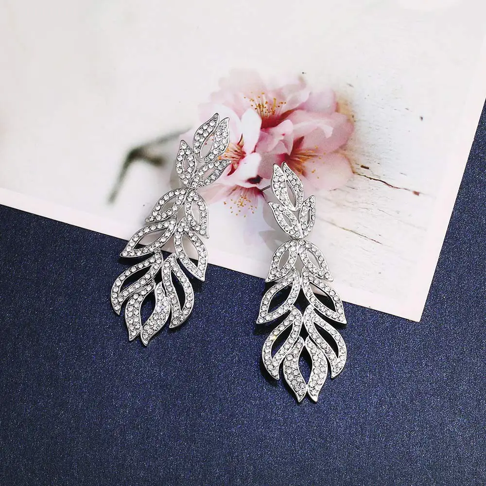 Серебряные серьги OCESRIO для свадьбы филигранные невесты модные с кристаллами ers