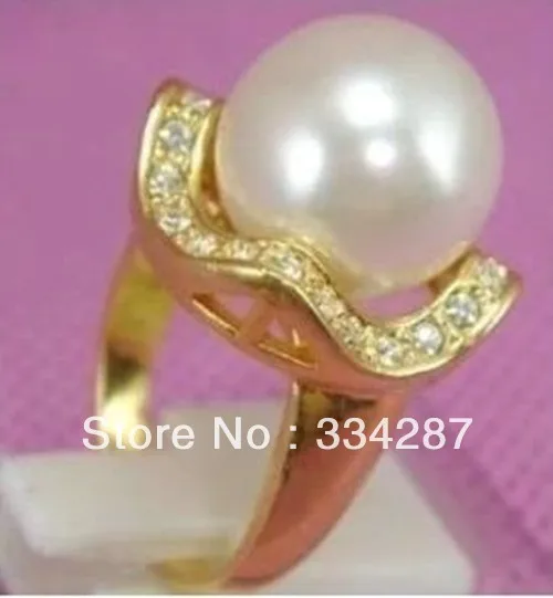 14 мм желтое море shell жемчуг золотой цвет 18 К GP кольцо A1012 30% off|ring ring|18k ringring 18k |