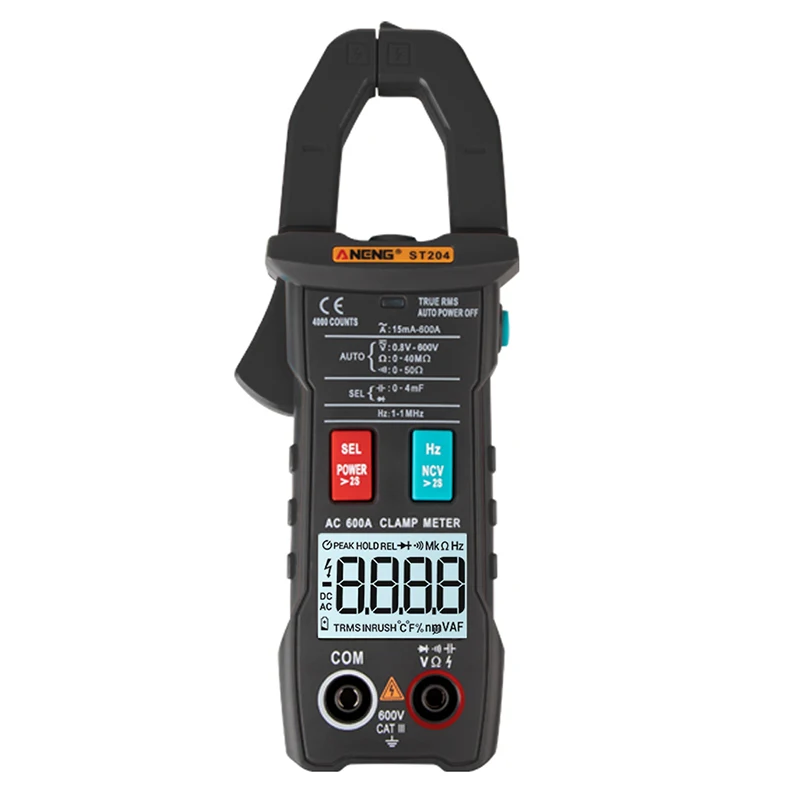 Черный ST204 Ammeter 4000 counts Intelligent Auto Range Digital Clamp Meter AC/DC Current Multimeter Pliers Voltmeter meter HR - Цвет: Черный