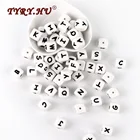 50 шт., силиконовые бусины для зубов, с буквами английского алфавита