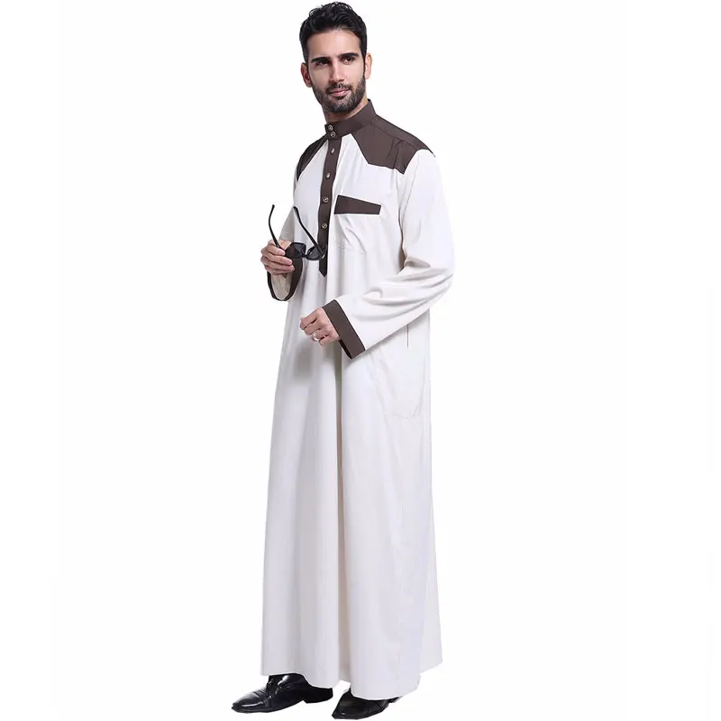 

2021 Brand Muslim Islamic Jubba Thobe for men Arabic Dubai abaya plus size Kaftan long sleeves Jubah VKAB1007