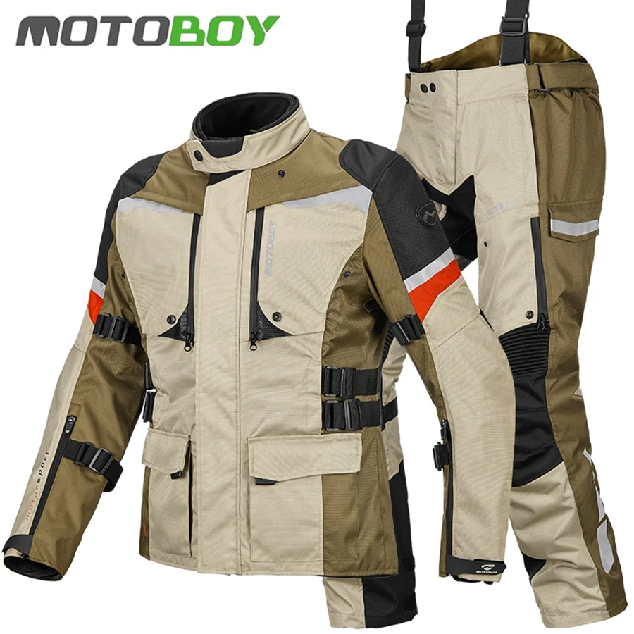 

Free Shipping 1set Men's Racing Jacket Motocross Clothing Moto 3layer Waterproof Windproof Warm Suit Motorcycle Jacket and Pants