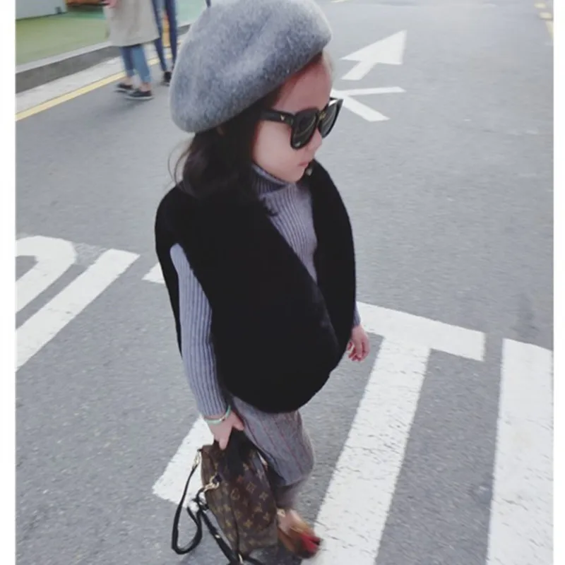 

JKP 2018 Boy Child Vest Plush Vest Girls Fall and winter clothes Girls Baby Fake Genuine Leather Coat Horse jacket FPC-172