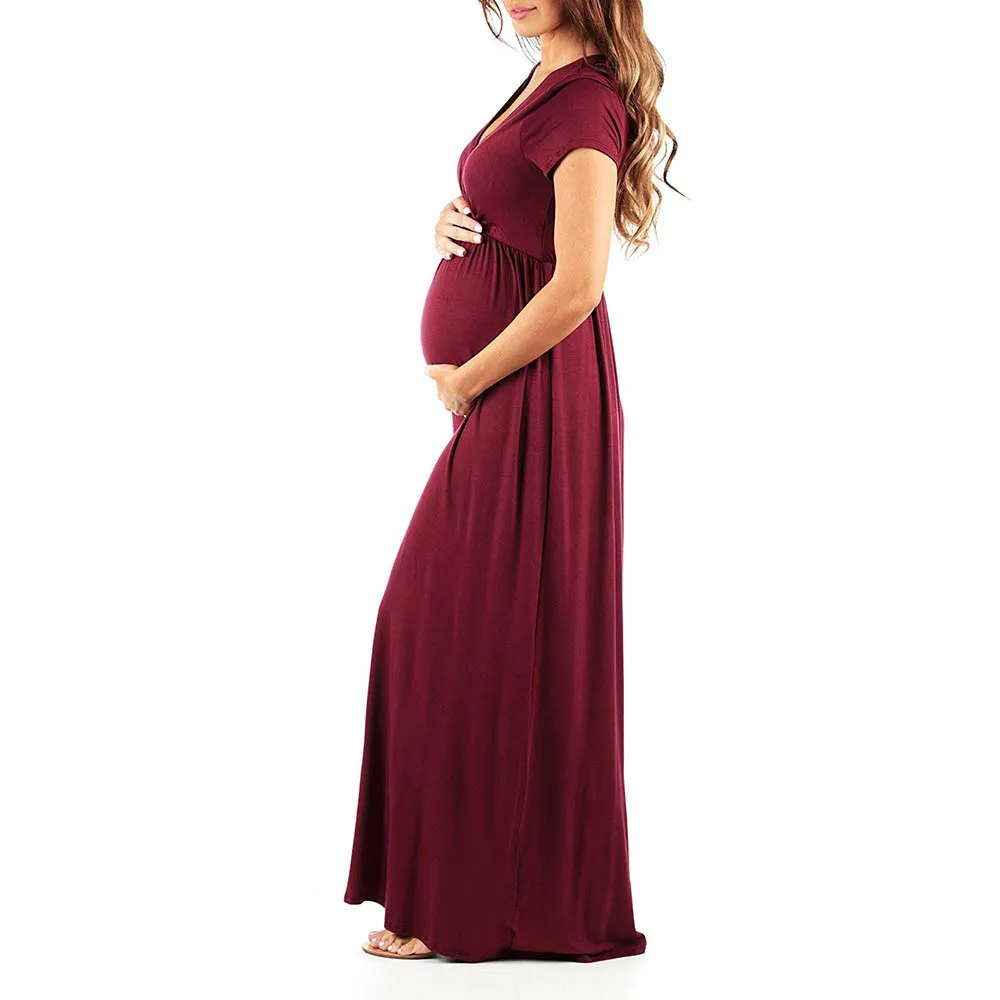 Летнее платье для беременных женщин однотонное длинное ropa premama embarazadas летнее
