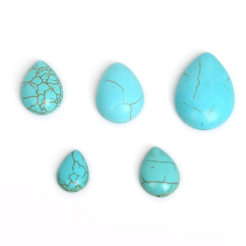 Синтетический синий цвет капли воды Половина кабошон с плоской задней