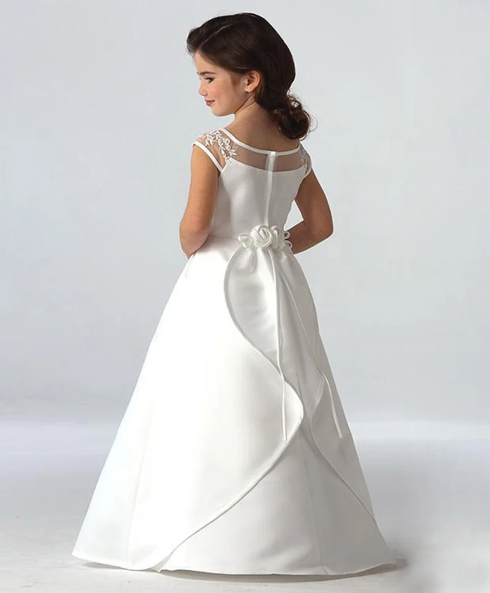 2018 New Noble Flower Girl Dresses Kids Ball Gown O-neck First Communion Princess Hot Sale Vestidos Longo Custom Made | Детская одежда
