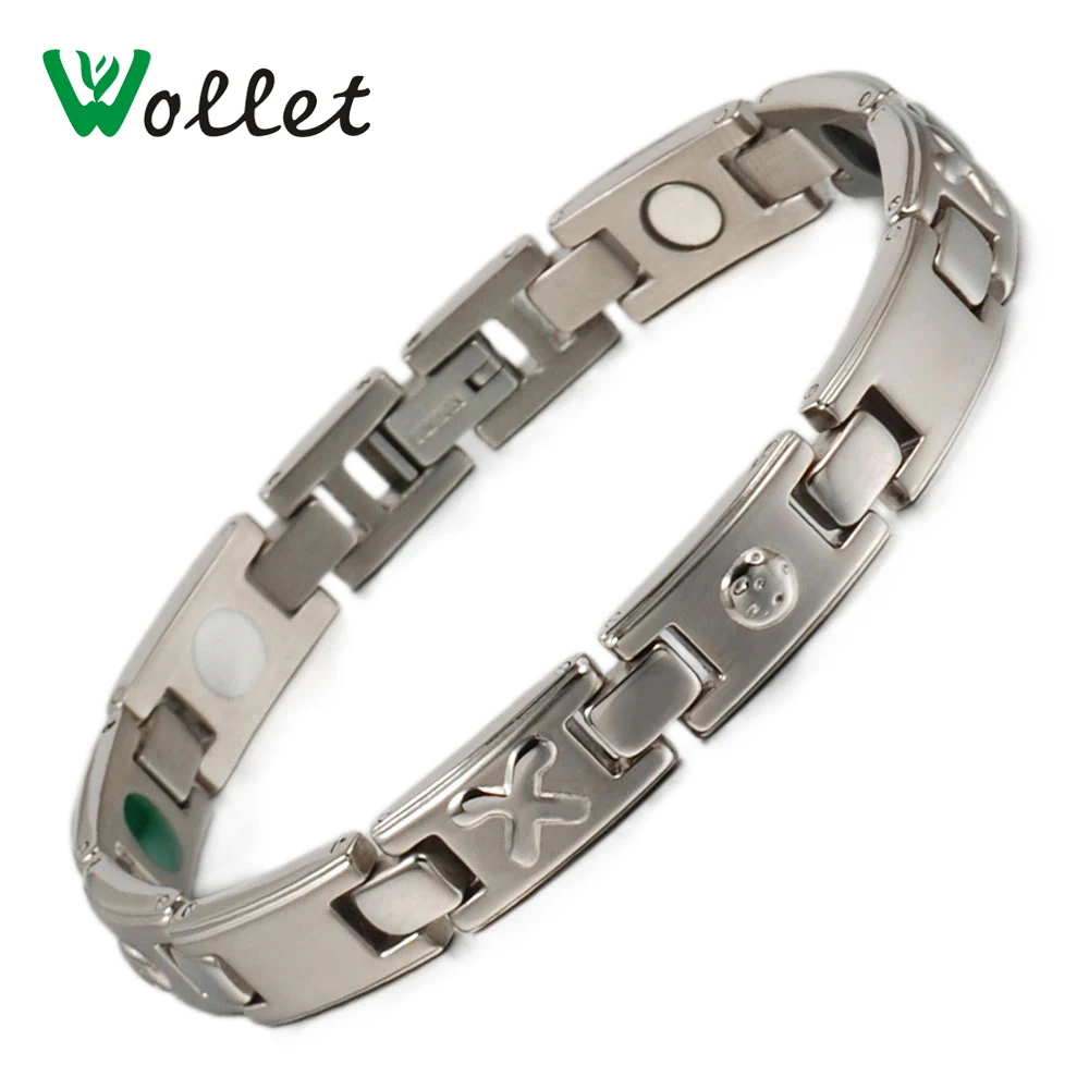 

Wollet Jewelry Pure Titanium Magnetic Bracelet Bangle for Men Women Metallic Health Healing Energy 5 Elements 5 in 1