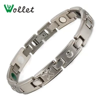 wollet jewelry pure titanium magnetic bracelet bangle for men women metallic health healing energy 5 elements 5 in 1