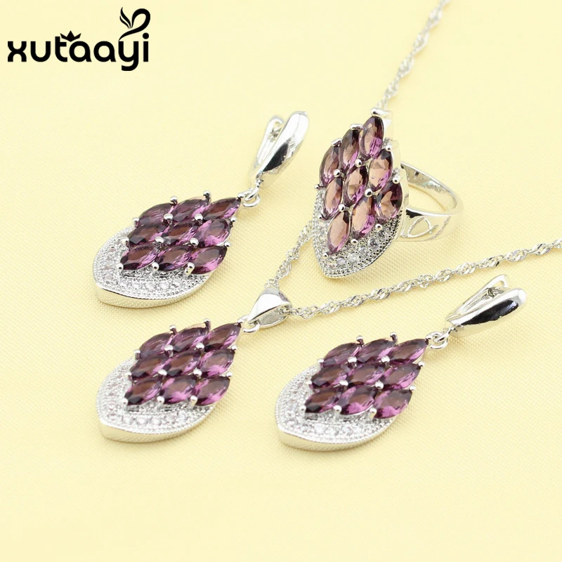 Превосходный серебряный комплект ювелирных изделий из трех предметов ожерелье