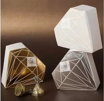 100 шт. бумажные свадебные сувениры коробки для конфет в форме алмаза коробка