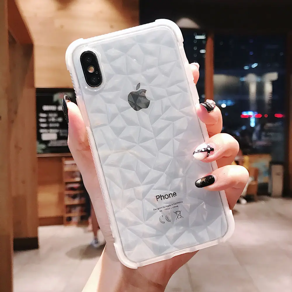 White diamond case Блестящий блестящий порошок Алмазный чехол для телефона для iPhone X XR XS Max 8 7 Plus 6 6splus прозрачный мягкий противоударный чехол - Цвет: White diamond case
