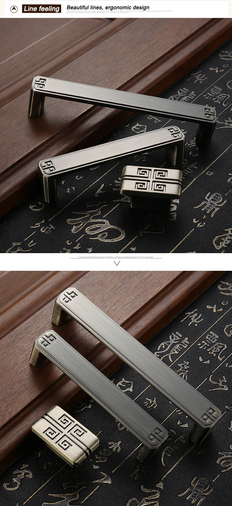 Chinese Classical Cabinet Medicine Cabinet Door Handle Antique Copper Cabinet Drawer Wardrobe Wine Cabinet Pulls
