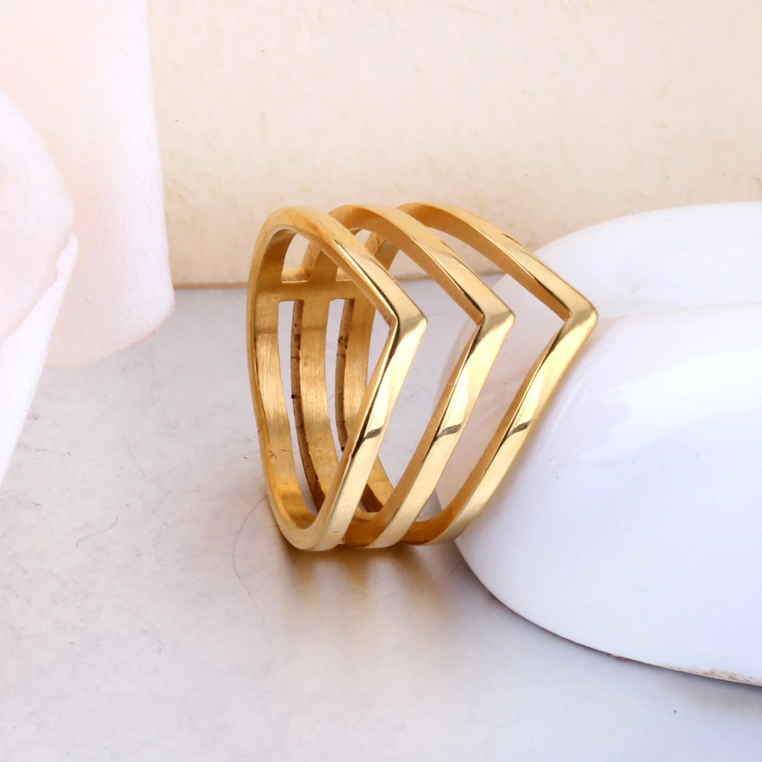 Многослойные Полые Кольца LUXUSTEEL для женщин/девушек из нержавеющей стали золотого