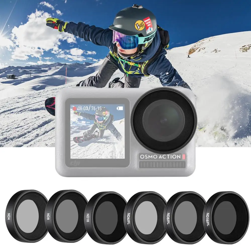 Neewer Набор из 6 фильтров совместимый с DJI Osmo Action включает в себя ND4 / ND8 ND16 PL PL|Фильтры|