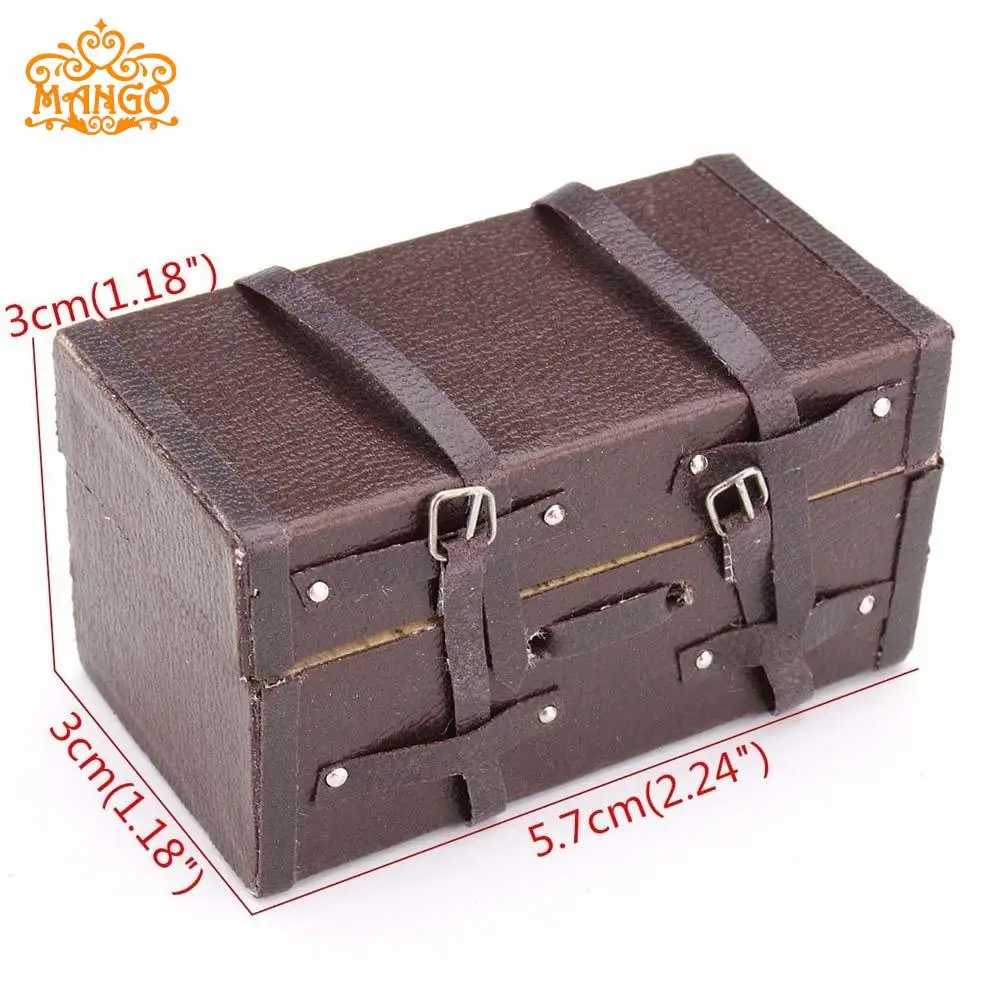 

Dollhouse Miniature 1:12 Toy Vintage brown Luggage Leather suitcase