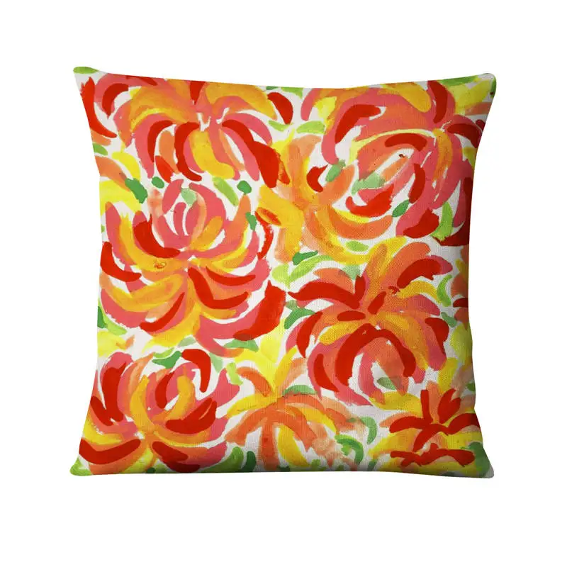 Наволочка с абстрактным художественным принтом акварели цветочное растение